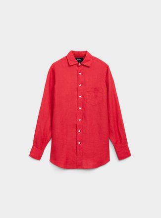 Drake's Mens Pure linen plain shirt
