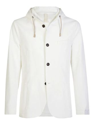 Eleventy hooded buttoned blazer - men - Cotton/Fabric - 54 - White
