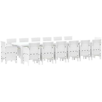 vidaXL Conjunto De Comedor De Jard&iacute;n 15 Pcs Blanco Ratan Polt Vidaxl