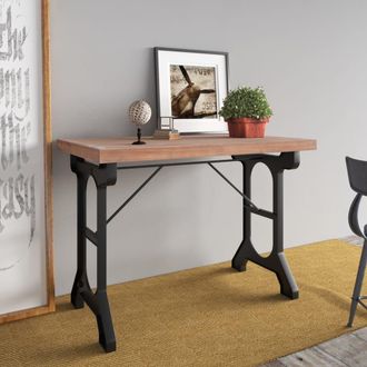 vidaXL Vidaxl - Mesa De Comedor Madera Maciza De Abeto Y Hierro 110x65x82 Cm