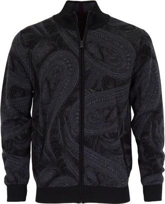 Lords of Harlech Frederick Merino Wool Full Zip Cardigan in Badalona Charcoal at Nordstrom, Size Xx-Large