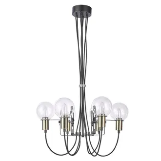 Netlighting Modern Hanging Pendant Bronze Black 6 Light Glass Shade E14
