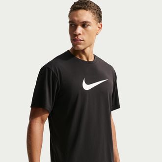 Nike Mens Swim Hydroguard Dri-FIT UV Short Sleeve Top in Black | NESSG523-001