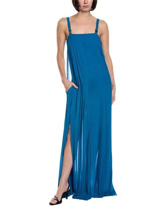 Akris Pleated Silk Midi Dress