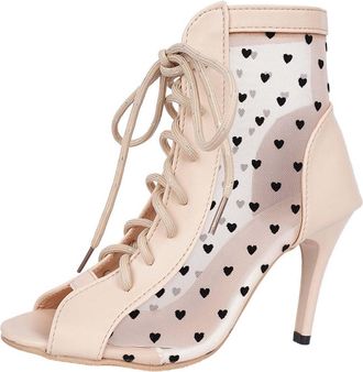 Generic Dance Shoes, Latin Ballroom Dance Shoes for Women Breathable Strappy Gladiator Sandals Sexy High Heels Fashion Casual Heeled Boots Peep Toe Shoe Boots