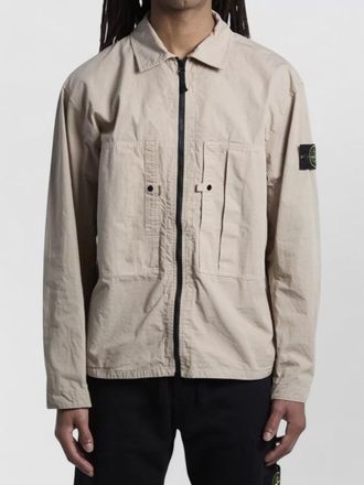 Stone Island ripstop cotton shirt jacket button pockets