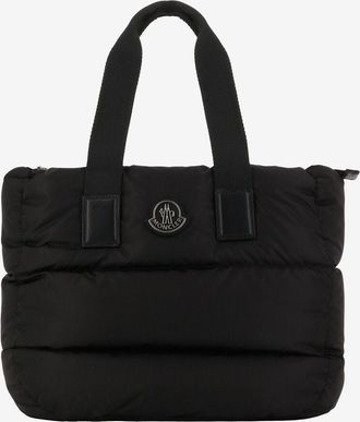 Moncler Shopper aus gestepptem Nylon und Leder Caradoc