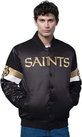 Starter Mens Starter Black New Orleans Saints Triple Option Satin Varsity Full-Snap Jacket at Nordstrom, Size Xx-Large