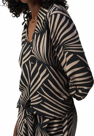 Joseph Ribkoff Gauze Tropical Print Top In Black Dune