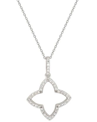 Suzy Levian 14K 0.30 Ct. Tw. Diamond Clover Necklace