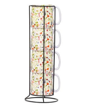 10 Strawberry Street Set Of 4 Bella Espresso Demitasse Stacks