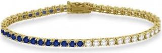 Allurez Lab Grown Diamond & Blue Sapphire Eternity Tennis Bracelet 14K Yellow Gold (7.90ct)