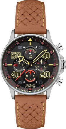 AVI-8 Hawker Typhoon Coningham Baldwin Chronograph Leather Strap Watch, 42mm in Black at Nordstrom