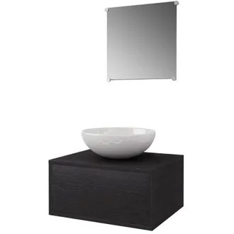 vidaXL Conjunto de mueble y lavabo 3 piezas negro Vidaxl