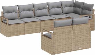 vidaXL Garden Sofa Set 8 pcs Beige and Light Grey Poly Rattan vidaXL