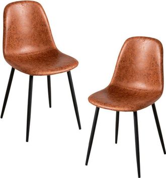 Regalos Miguel Regalos Miguel - Packs Sillas Comedor - Pack 2 Sillas Black Teok Polipiel - Camel Vintage Teok