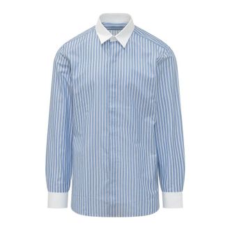 Tom Ford Casual Shirts, male, Blue, Size: 2XL Wide Stripe Classic Fit Shirt