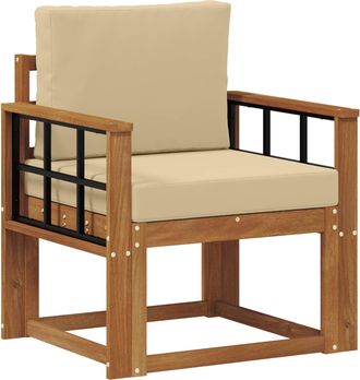 vidaXL Sof&aacute; De Exterior Madera De Acacia S&oacute;lida Y Poli&eacute;ster Natural Vidaxl