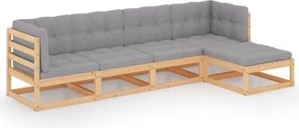 vidaXL Juego De Muebles De Jard&iacute;n 5 Pzas Y Cojines Madera Pino Maciza Vidaxl