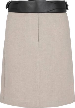 Ferragamo Womens Mini Skirt With Removable Leather Belt In Beige