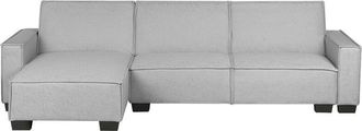 Beliani Beliani - Right Hand Fabric Corner Sofa Light Grey Polyester Sleeping Function Romedal