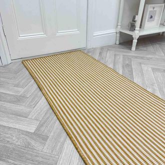 Runrug Carpet Runner Rug - Indoor/Outdoor, Reversible, 2mm - Pinstripe in Beige | Size: 60 cm x 420 cm