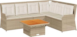 vidaXL Set Muebles De Jard&iacute;n 5 Pzas Con Cojines Rat&aacute;n Sint&eacute;tico Beige Vidaxl