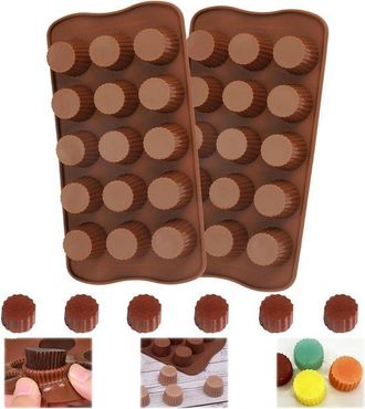 OEM Molde Para Dulces De 2 Piezas - Chocolate Y Caramelos - Silicona - 15 Formas - Apto Para [marca] - Morado Y Rojo