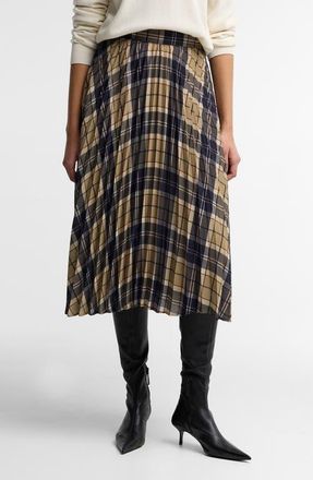 Barbour Ria Pleated Midi Skirt in Birchwood Tartan at Nordstrom, Size 12