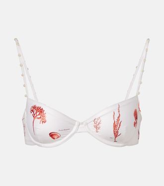 Agua Bendita Magdalena embellished printed bikini top