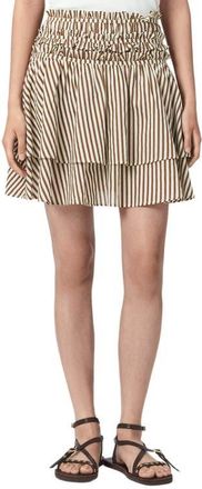 AllSaints Kali Stripe Miniskirt in Penny Brown/white at Nordstrom, Size 12