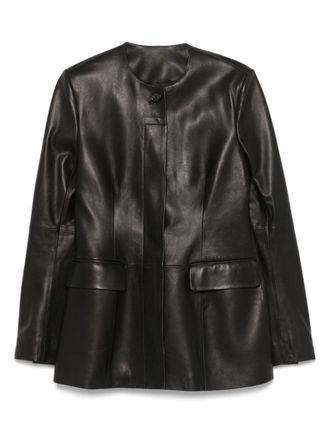 Toteme Lamb Leather Collarless Structured Jacket