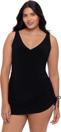 Trimshaper Julie Adjustable Skirt Control Swim Dress in Black at Nordstrom, Size 14