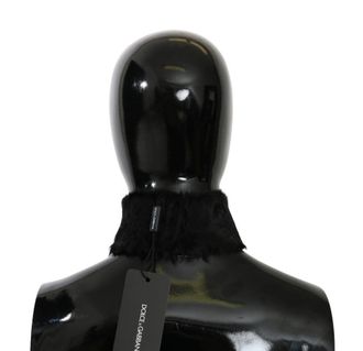 Dolce & Gabbana Womens Black Fur Neck Collar Wrap Lambskin Scarf