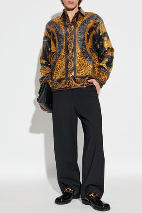 Versace Sequin Shirt With Print, Mens, Brown