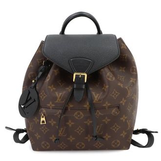 Louis Vuitton Noir Monogram Canvas Leather Backpack (Pre-Owned)