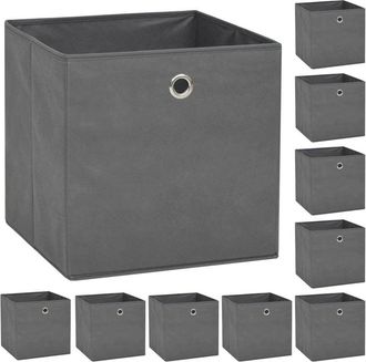 vidaXL Storage Boxes 10 pcs Non-woven Fabric 12.6x12.6x12.6 Gray