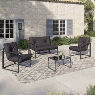 IDMarket Nairobi Conjunto De Muebles Bajos De Jard&iacute;n De 4 Plazas En Acero Gris Antracita