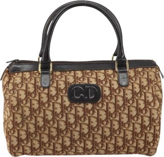 Dior Vintage Cd Trotter Handbag Canvas Brown Canvas Handbag (Pre-Owned)