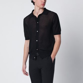 Tagliatore Black openwork cotton cardigan