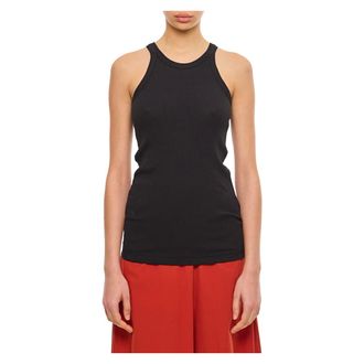 Sportmax Sleeveless Tops, female, Black, S, Ribbed Crewneck Sleeveless Top