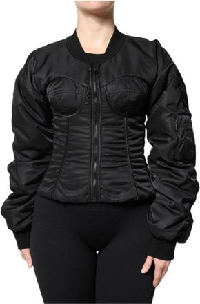 Dolce & Gabbana Corset Bomberjack - Dames - Bomber jackets - Zwart - S - Nylon - Jassen