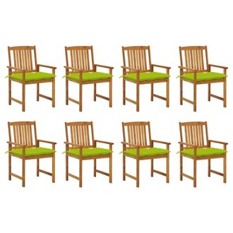 vidaXL Sillas De Jard&iacute;n Con Almohadillas 8 Pc Acacia Massive - 186997