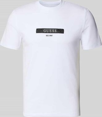 Guess T-Shirt mit Label-Detail in Weiss, Gr&ouml;&szlig;e XXL