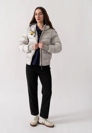 Parajumpers Womens Parajumpers Mariah Womens Hooded Down Bomber - Silver-Grey 773 - Silver Grey - Size: 10/8