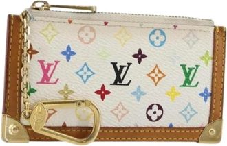 Louis Vuitton Pre-owned Monogram Multicolor Canvas Coin Purse - Dames - Vintage Accessoires - Wit - ONE Size - Leer - Vintage