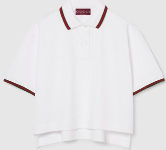 Gucci Cotton Piquet Polo Shirt With Web, White, Ready-to-wear