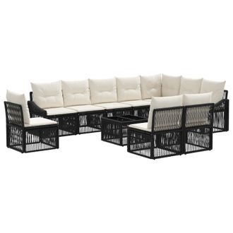 vidaXL Conjunto De Sof&aacute;s De Jard&iacute;n 11 Pcs Negro Rat&aacute;n Sint&eacute;tico Vidaxl