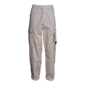 C.P. Company Straight Trousers, male, Beige, Size: 2XL Flatt Nylon Loose Cargo Lens Pants