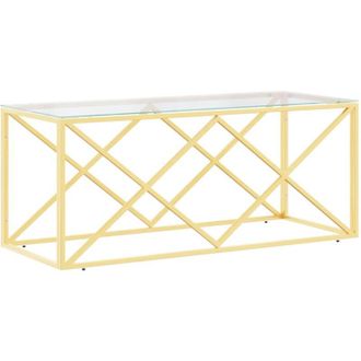 vidaXL Tavolino da Salotto 110x45x45 cm in Acciaio Inox e Vetro - Vidaxl